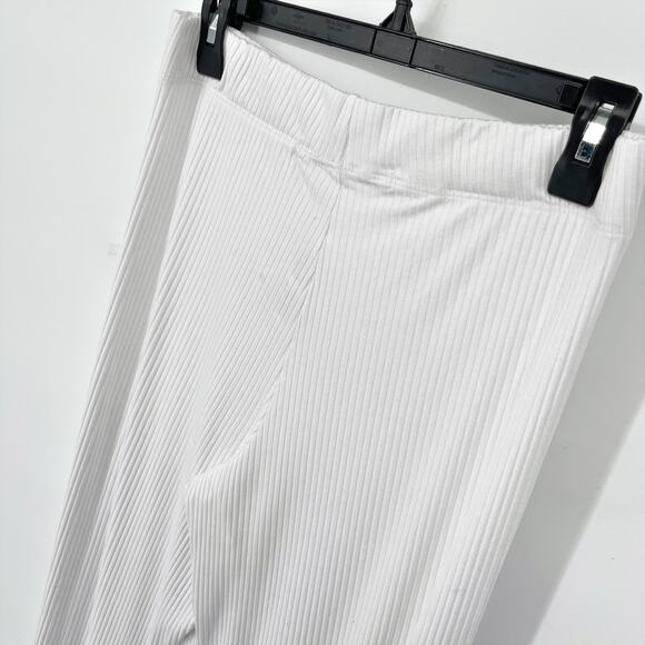 Enza Costa Women's Rayon Wide Leg Pants Elastic Waist NEW Sz M White Rib Knit - Picture 6 of 10